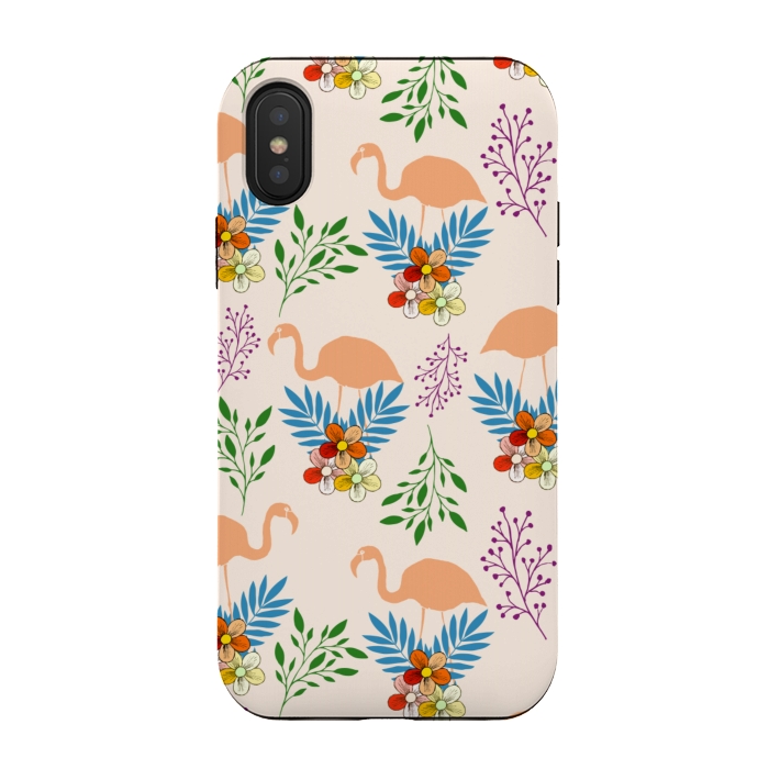 iPhone Xs / X StrongFit Flamingo Garden by Creativeaxle
