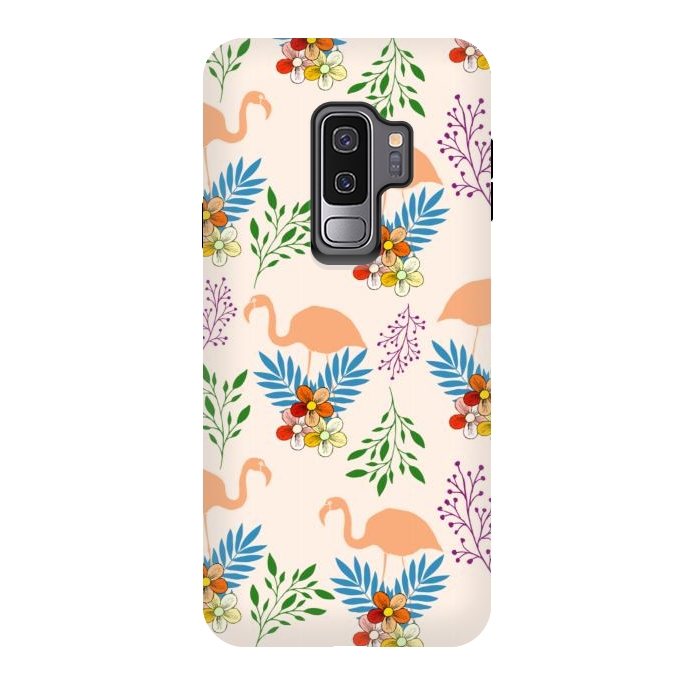 Galaxy S9 plus StrongFit Flamingo Garden by Creativeaxle