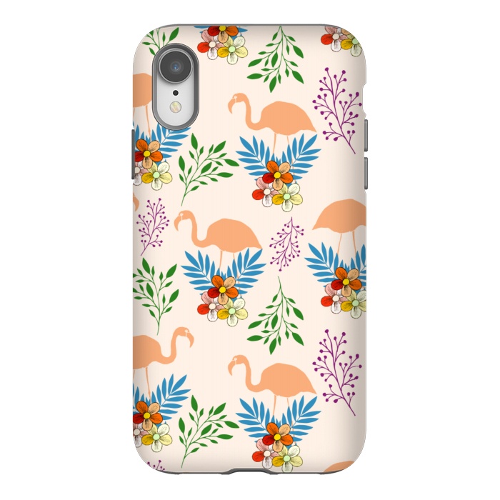 iPhone Xr StrongFit Flamingo Garden by Creativeaxle