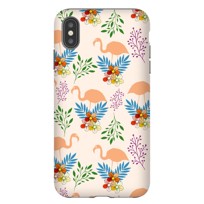iPhone Xs Max StrongFit Flamingo Garden by Creativeaxle