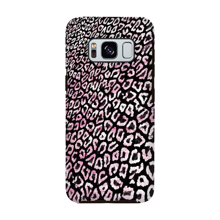 Galaxy S8 StrongFit Pastel pink leopard print on black  by Oana 