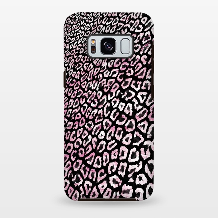 Galaxy S8 plus StrongFit Pastel pink leopard print on black  by Oana 