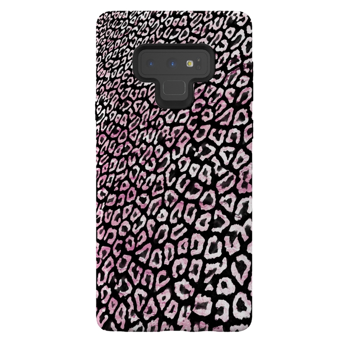 Galaxy Note 9 StrongFit Pastel pink leopard print on black  by Oana 