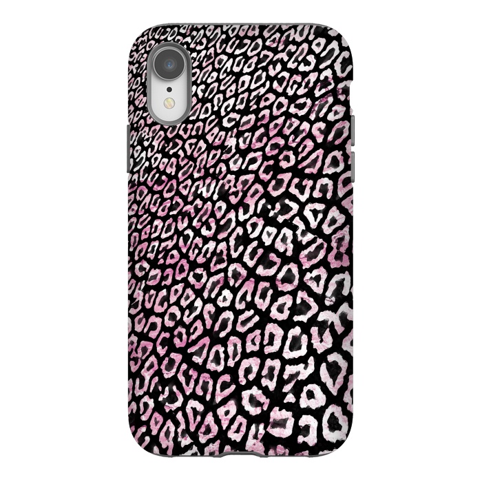 iPhone Xr StrongFit Pastel pink leopard print on black  by Oana 