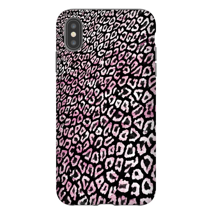 iPhone Xs Max StrongFit Pastel pink leopard print on black  by Oana 