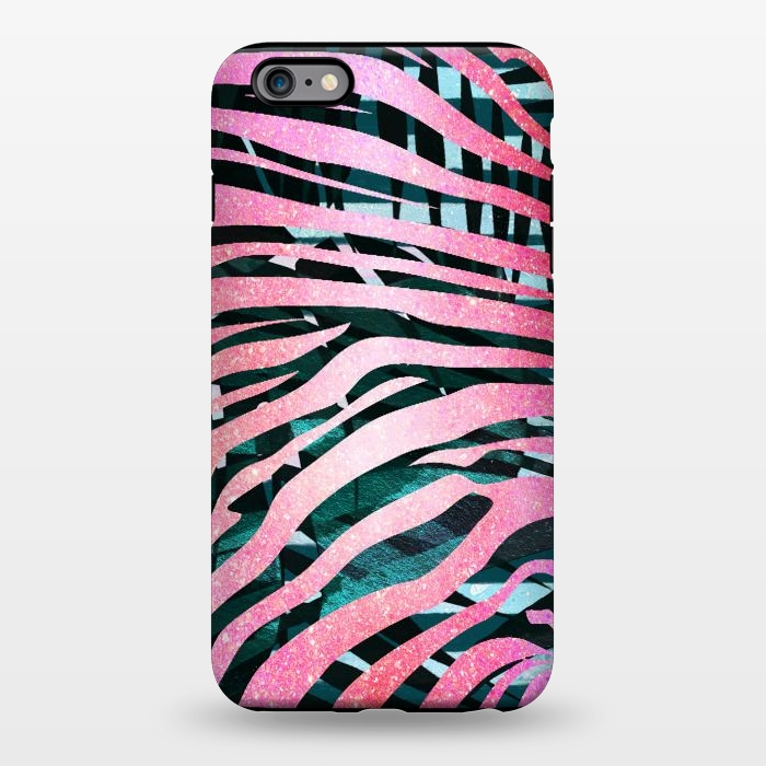 iPhone 6/6s plus StrongFit Pink zebra stripes on tropical foliage by Oana 