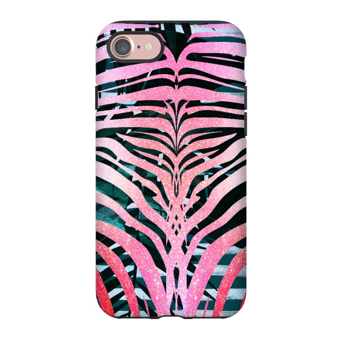 iPhone 7 StrongFit Pink sparkle zebra stripes by Oana 