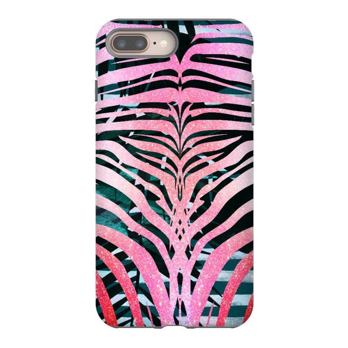 iPhone 7 plus StrongFit Pink sparkle zebra stripes by Oana 