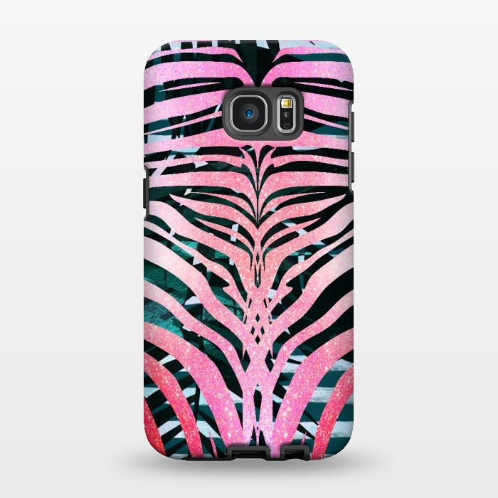 Galaxy S7 EDGE StrongFit Pink sparkle zebra stripes by Oana 