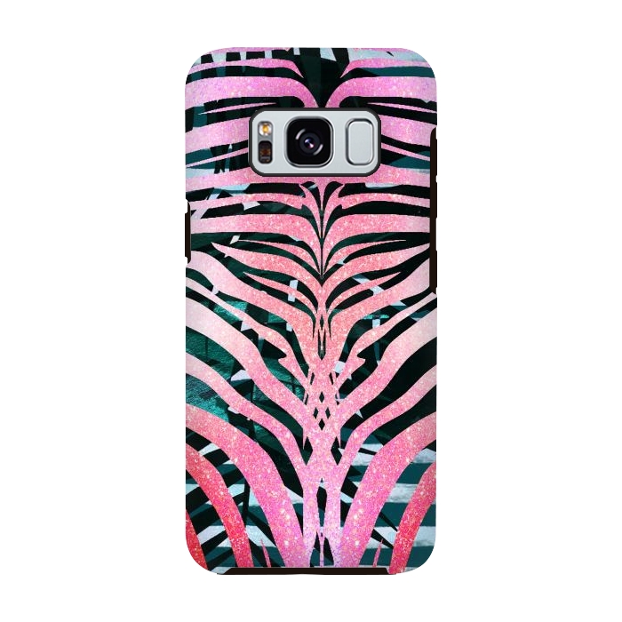 Galaxy S8 StrongFit Pink sparkle zebra stripes by Oana 