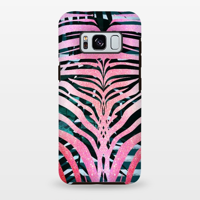 Galaxy S8 plus StrongFit Pink sparkle zebra stripes by Oana 