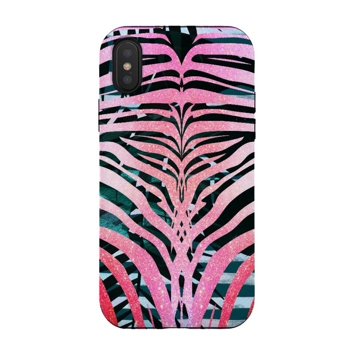 iPhone Xs / X StrongFit Pink sparkle zebra stripes by Oana 