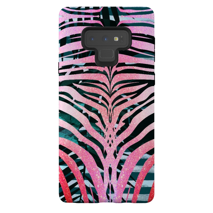 Galaxy Note 9 StrongFit Pink sparkle zebra stripes by Oana 