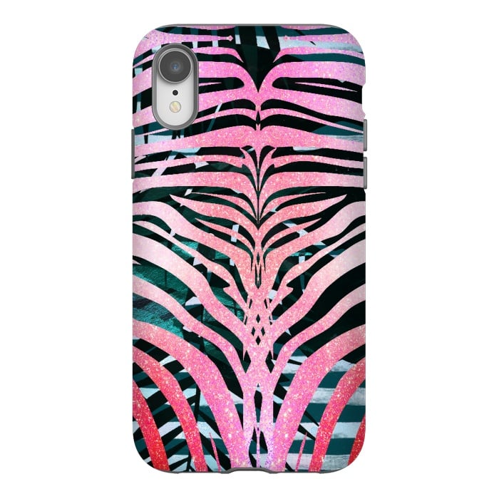 iPhone Xr StrongFit Pink sparkle zebra stripes by Oana 