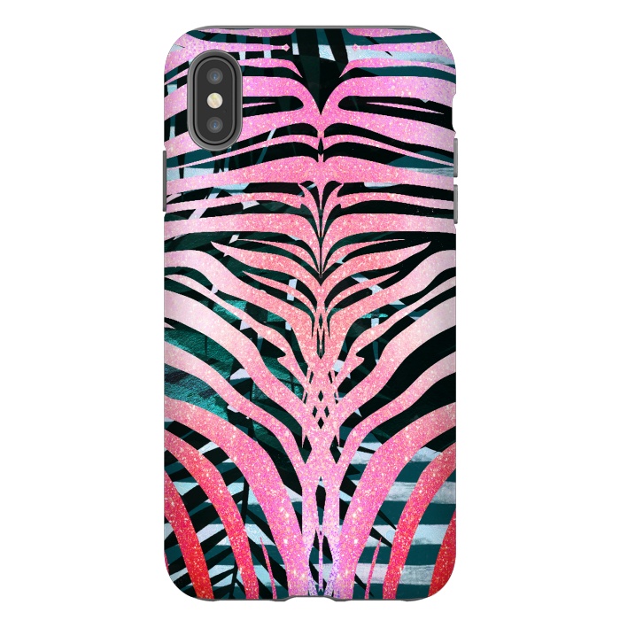 iPhone Xs Max StrongFit Pink sparkle zebra stripes by Oana 