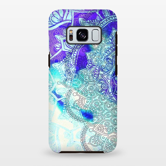 Galaxy S8 plus StrongFit Blue painted bohemian mandala by Oana 