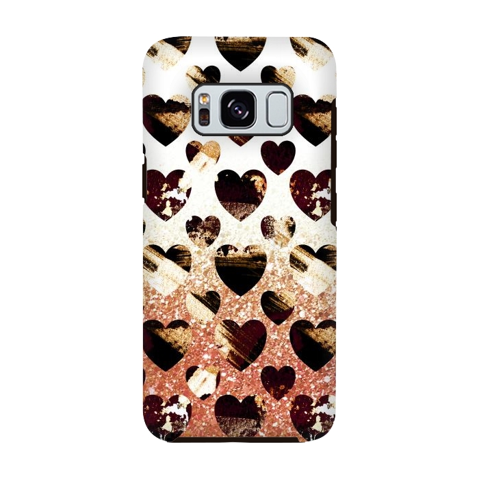 Galaxy S8 StrongFit Golden animal print spotted hearts by Oana 