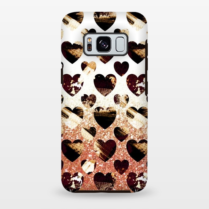 Galaxy S8 plus StrongFit Golden animal print spotted hearts by Oana 