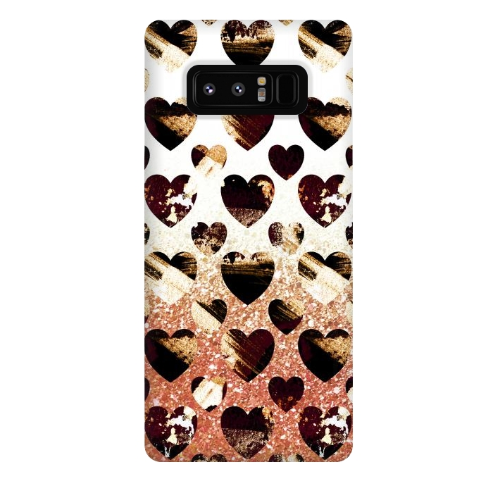 Galaxy Note 8 StrongFit Golden animal print spotted hearts by Oana 