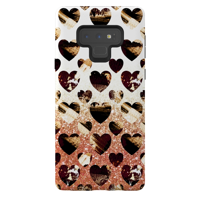 Galaxy Note 9 StrongFit Golden animal print spotted hearts by Oana 