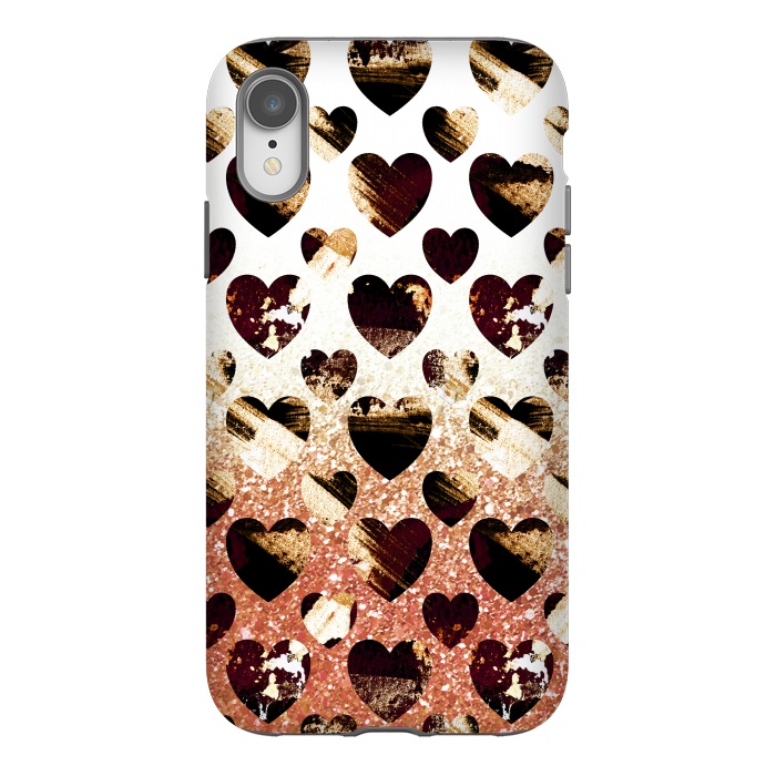 iPhone Xr StrongFit Golden animal print spotted hearts by Oana 