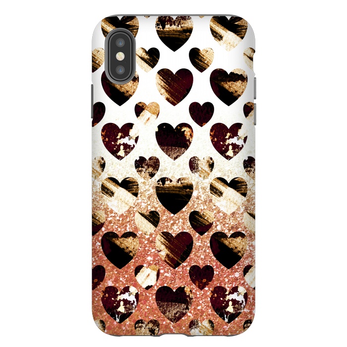 iPhone Xs Max StrongFit Golden animal print spotted hearts by Oana 