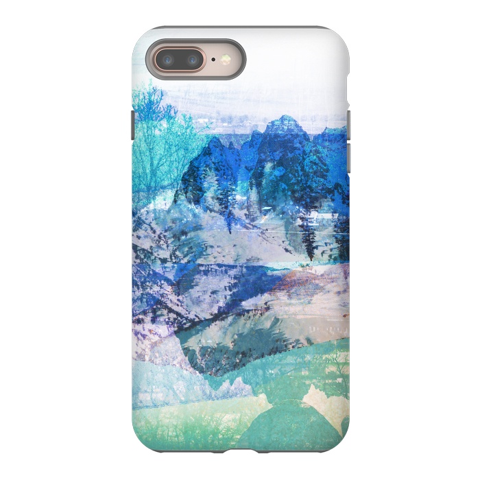 iPhone 7 plus StrongFit Blue turquoise painted mountain landscape by Oana 