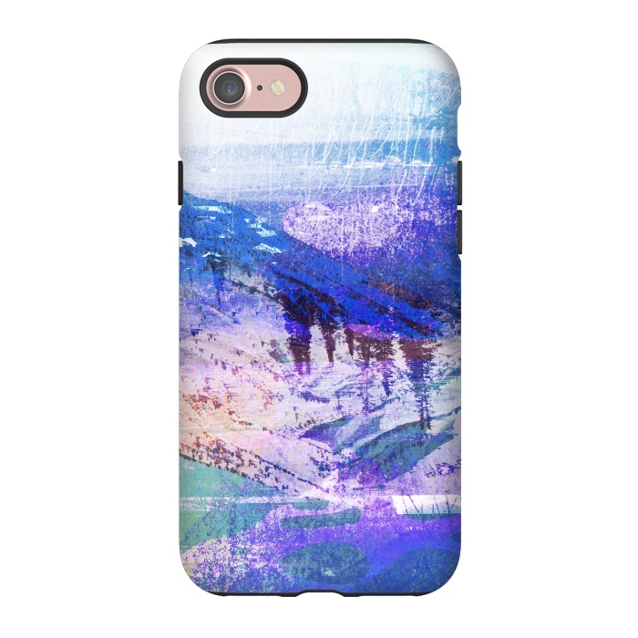iPhone 7 StrongFit Abstract blue painted mountain landscape by Oana 