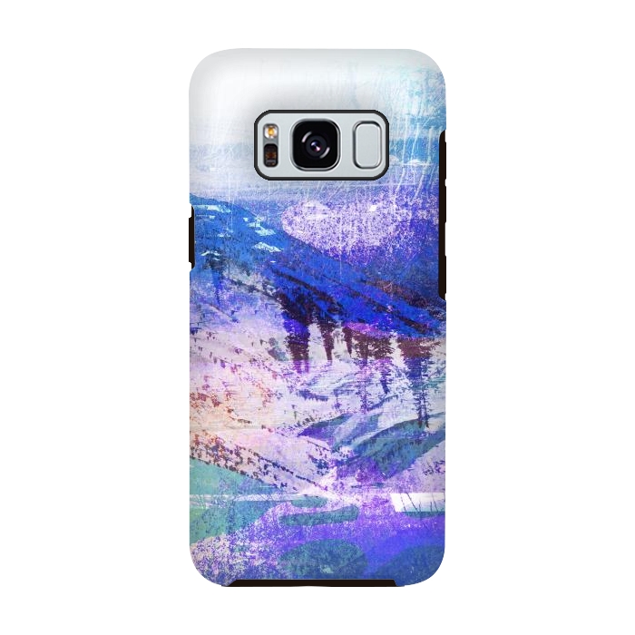 Galaxy S8 StrongFit Abstract blue painted mountain landscape by Oana 