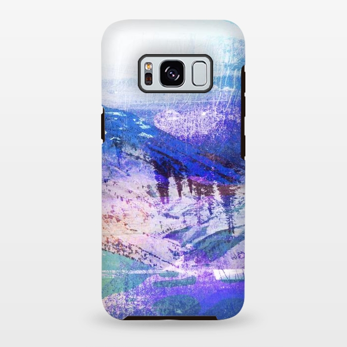 Galaxy S8 plus StrongFit Abstract blue painted mountain landscape by Oana 