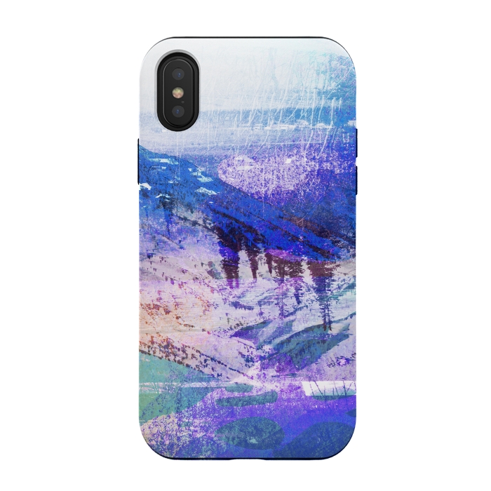 iPhone Xs / X StrongFit Abstract blue painted mountain landscape by Oana 