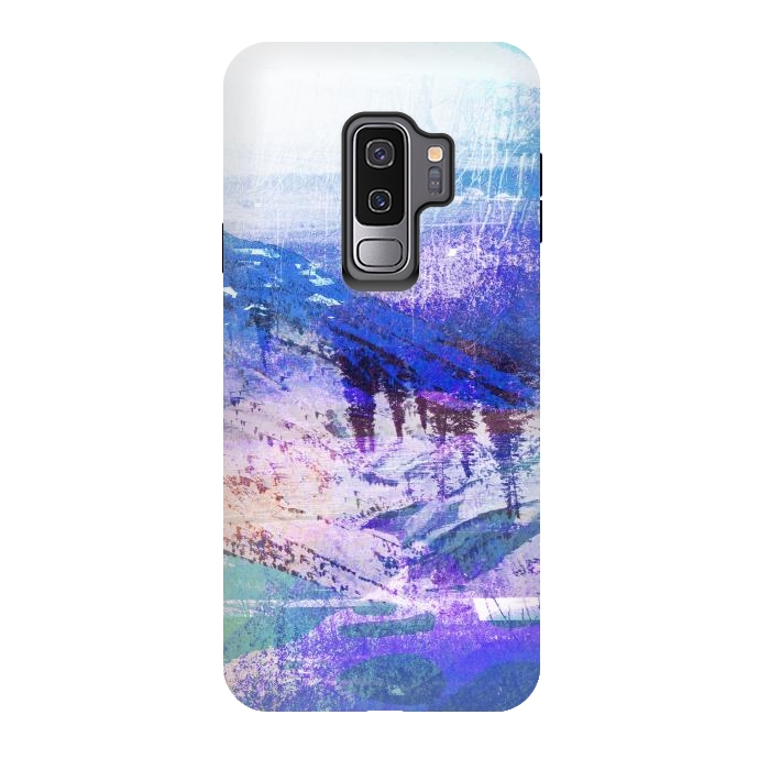 Galaxy S9 plus StrongFit Abstract blue painted mountain landscape by Oana 