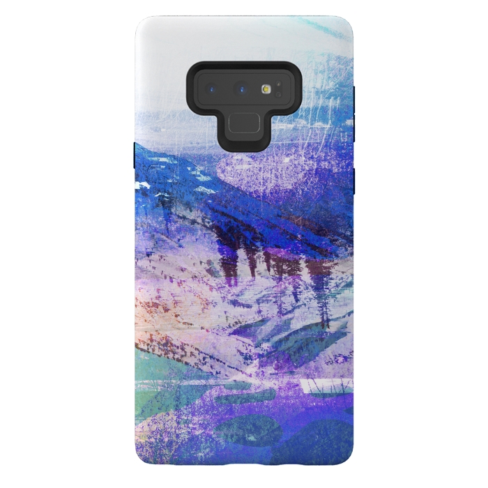 Galaxy Note 9 StrongFit Abstract blue painted mountain landscape by Oana 