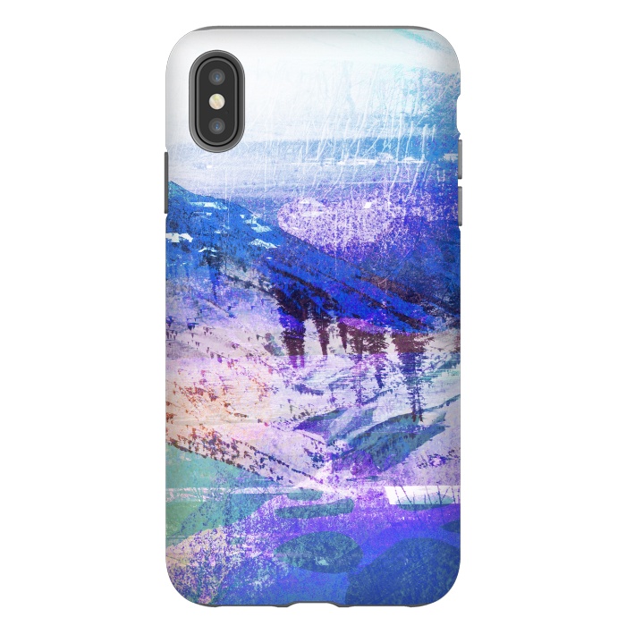 iPhone Xs Max StrongFit Abstract blue painted mountain landscape by Oana 
