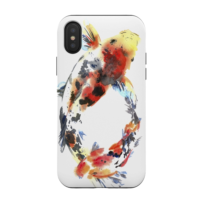 iPhone Xs / X StrongFit Koi fish. Watercolor design by Elena Terzi