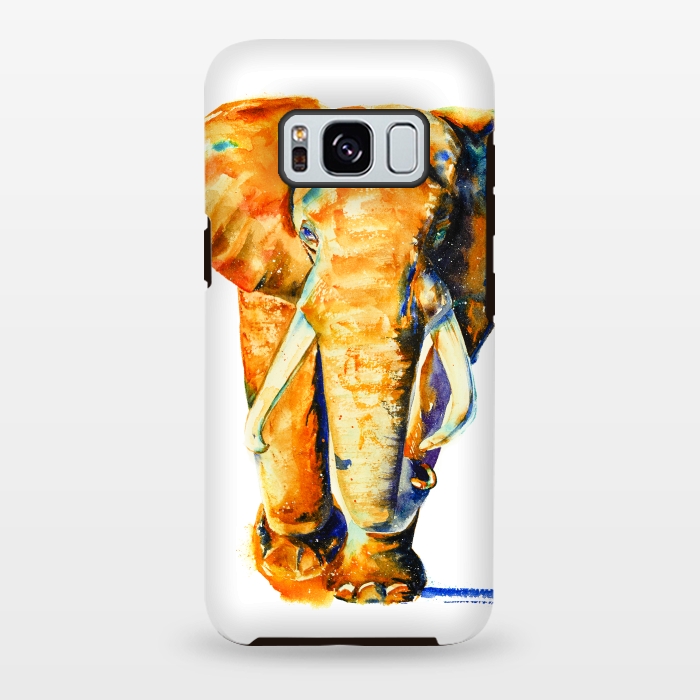 Galaxy S8 plus StrongFit Elephant. Watercolor design. by Elena Terzi