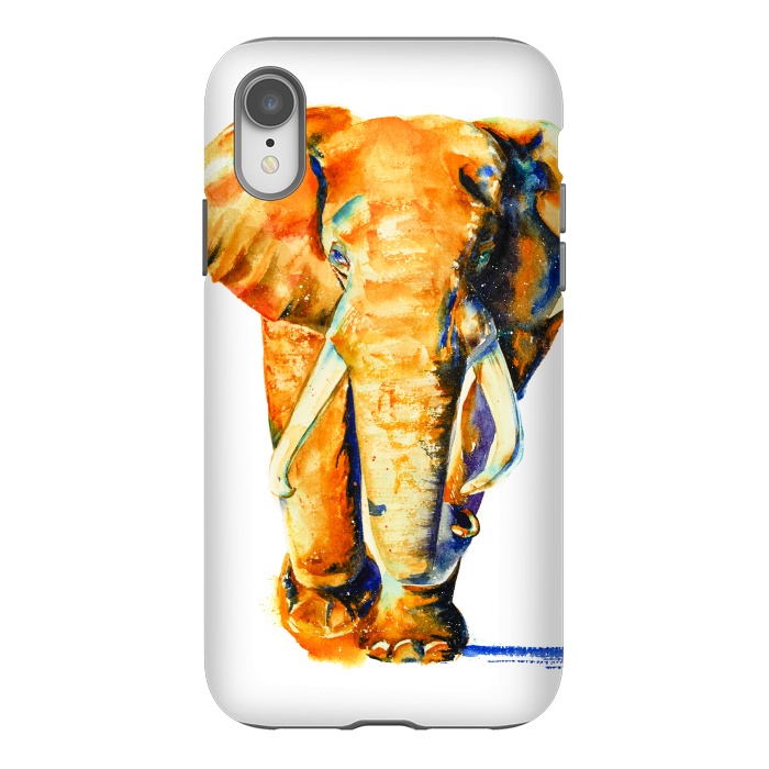 iPhone Xr StrongFit Elephant. Watercolor design. by Elena Terzi