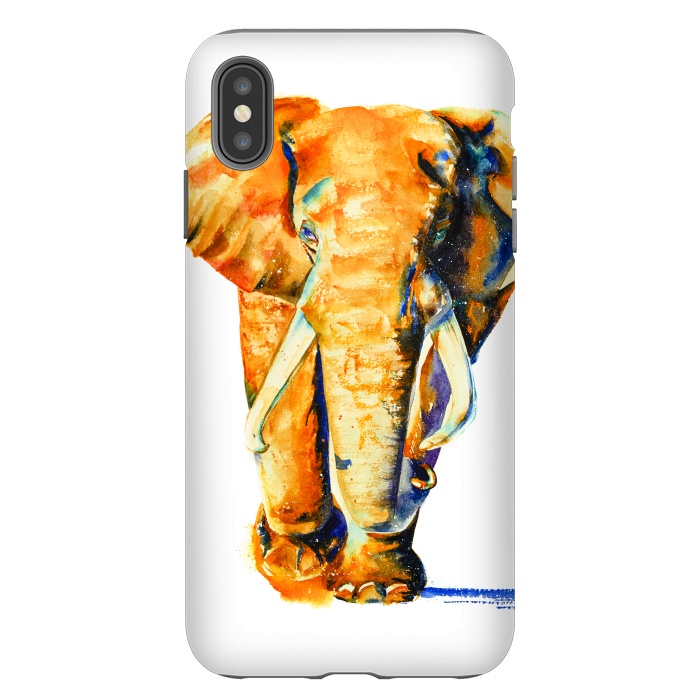 iPhone Xs Max StrongFit Elephant. Watercolor design. by Elena Terzi
