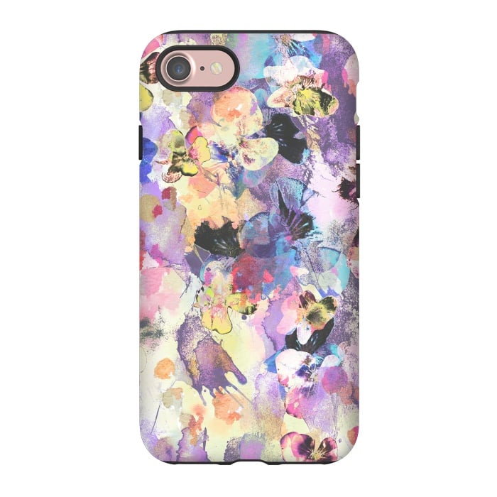 iPhone 7 StrongFit Watercolor splattered stylised pansy by Oana 