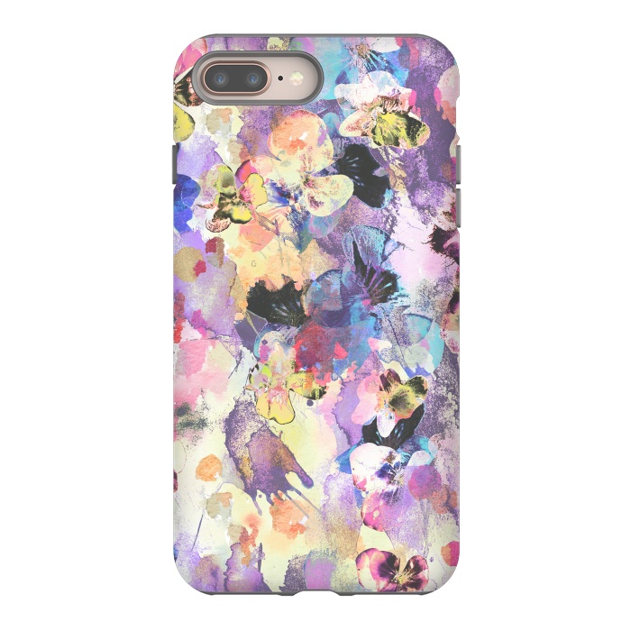 iPhone 7 plus StrongFit Watercolor splattered stylised pansy by Oana 