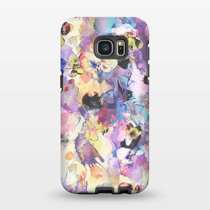 Galaxy S7 EDGE StrongFit Watercolor splattered stylised pansy by Oana 