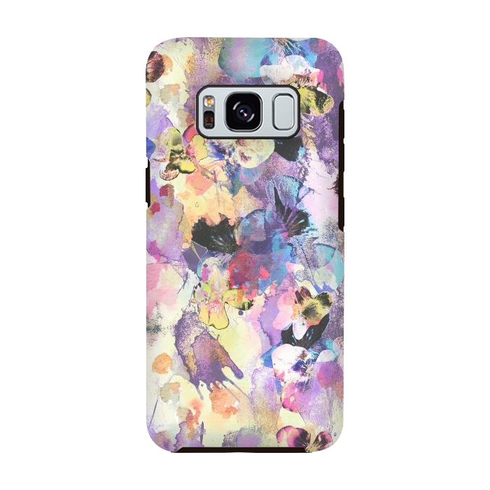 Galaxy S8 StrongFit Watercolor splattered stylised pansy by Oana 