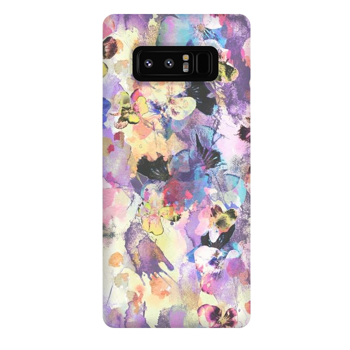 Galaxy Note 8 StrongFit Watercolor splattered stylised pansy by Oana 