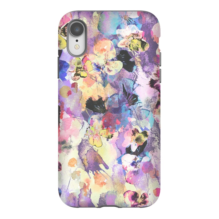 iPhone Xr StrongFit Watercolor splattered stylised pansy by Oana 
