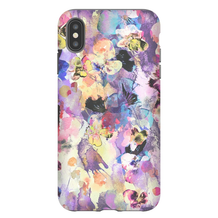 iPhone Xs Max StrongFit Watercolor splattered stylised pansy by Oana 