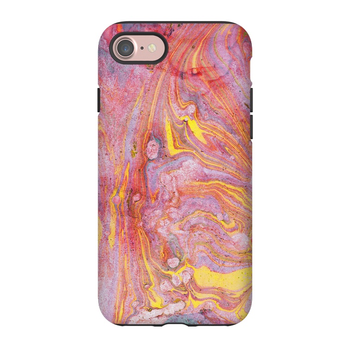 iPhone 7 StrongFit Pink yellow painted mable  by Oana 