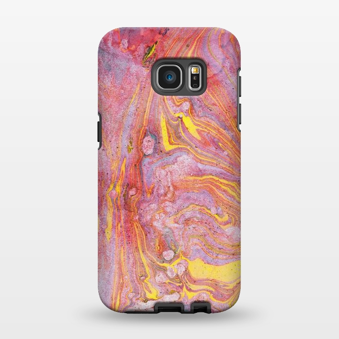 Galaxy S7 EDGE StrongFit Pink yellow painted mable  by Oana 
