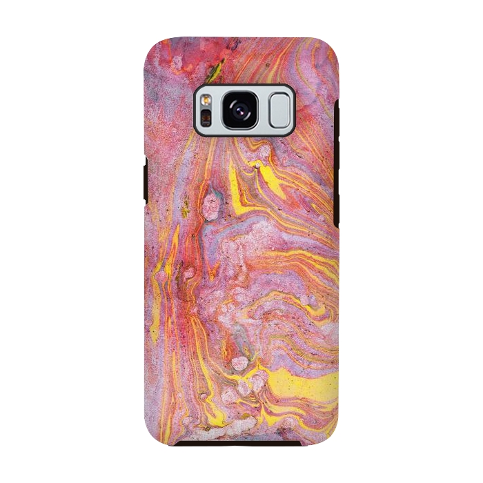 Galaxy S8 StrongFit Pink yellow painted mable  by Oana 
