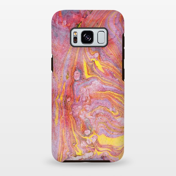 Galaxy S8 plus StrongFit Pink yellow painted mable  by Oana 
