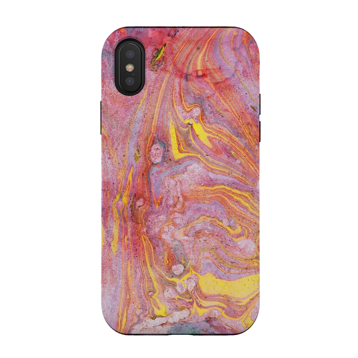iPhone Xs / X StrongFit Pink yellow painted mable  by Oana 